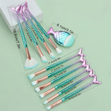 11PCS Mermaid Tail Makeup Brush Set