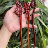 Chinese Retro Peach Wood Carved Hairpin