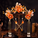 Luxury Blue Flower Pearl Tassel Hairpin Clip