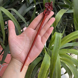 Chinese Retro Peach Wood Carved Hairpin