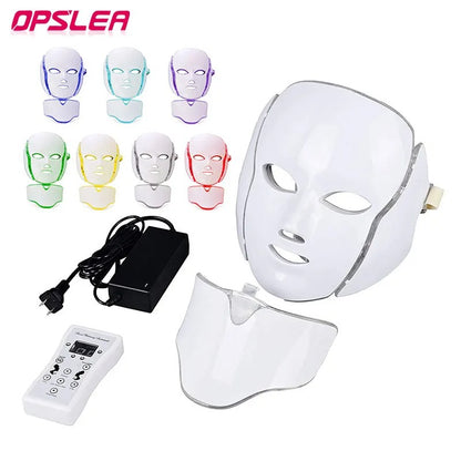 7-Color LED Facial Mask With Neck Therapy – Skin Rejuvenation & Anti-Aging Treatment